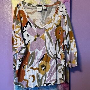 Rachel Zoe Multicolor Floral Long Sleeve Top